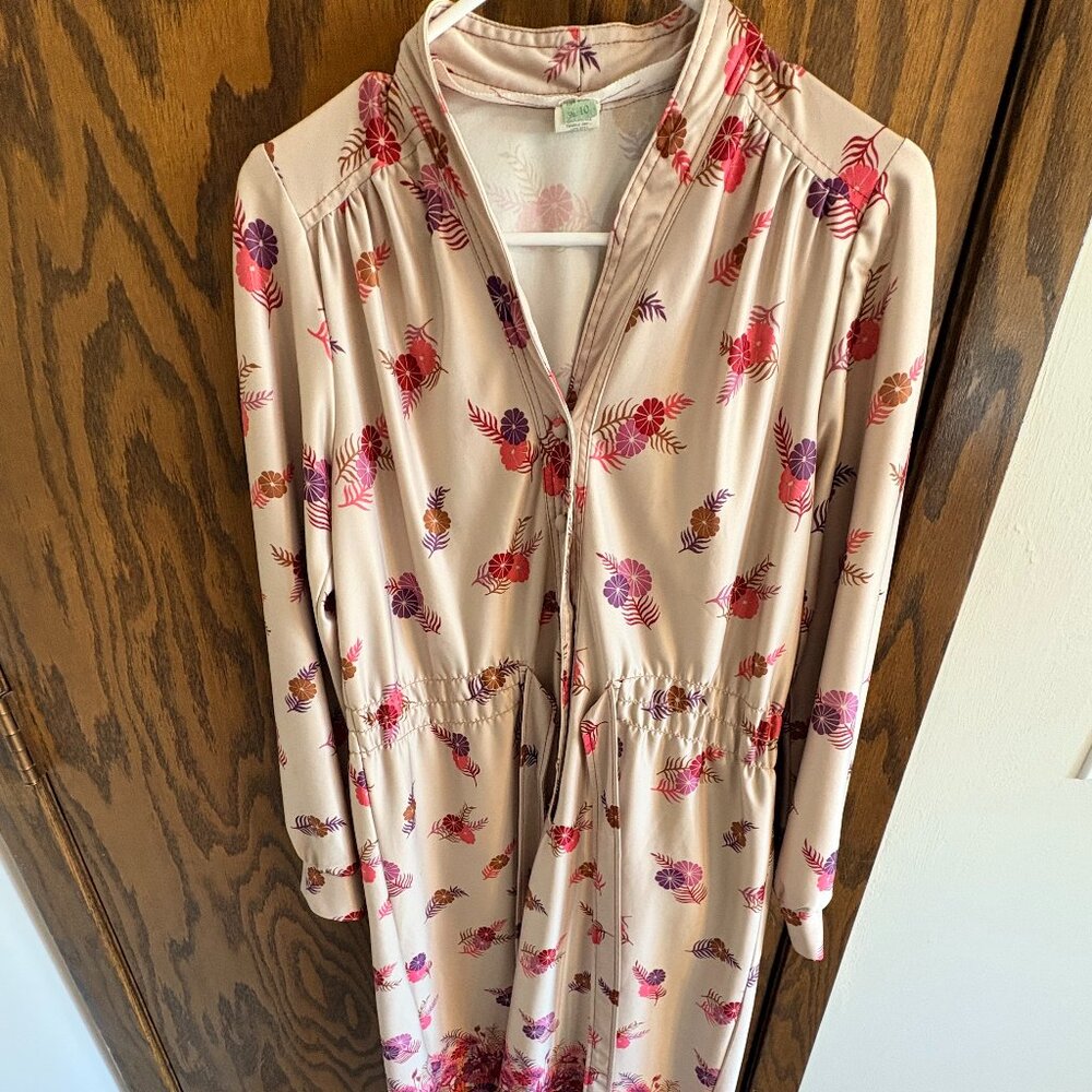 🌸 Vintage Floral Long Sleeve Midi Dress – Romantic Boho Cottagecore 🌸